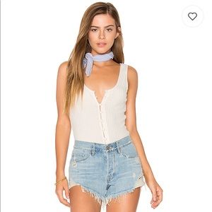 Privacy Please Cream Ribbed Tank Top